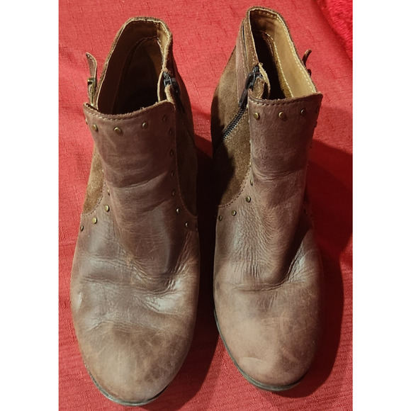 BOC Womens 7.5 Boots Reddish Brown Zipper & Strap Ankle - Picture 2 of 8